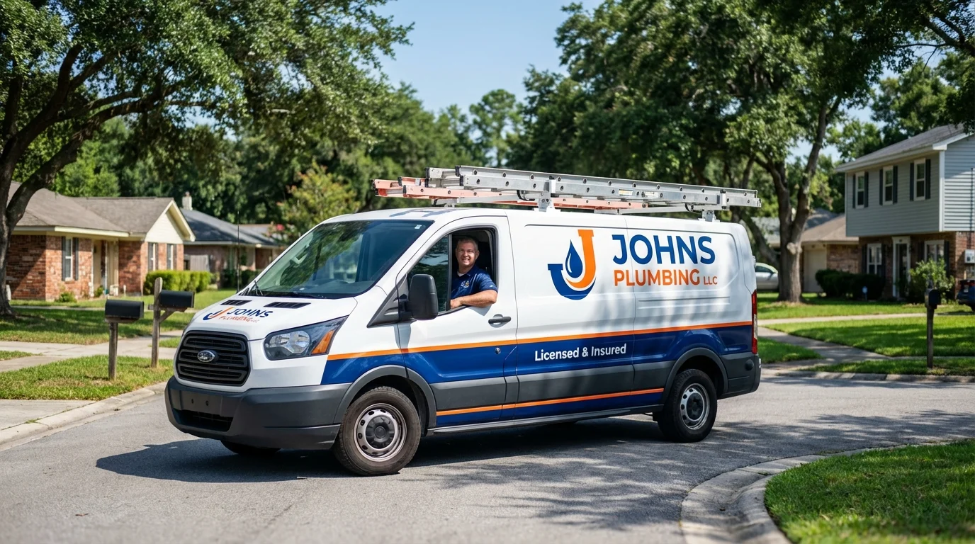 Johns Plumbing LLC service van in Thomasville, GA