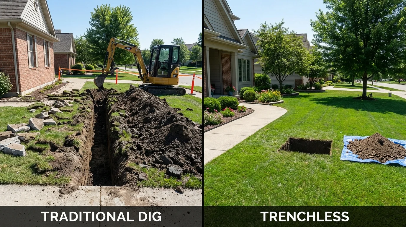 Trenchless sewer repair with minimal yard damage versus traditional excavation in Thomasville, GA